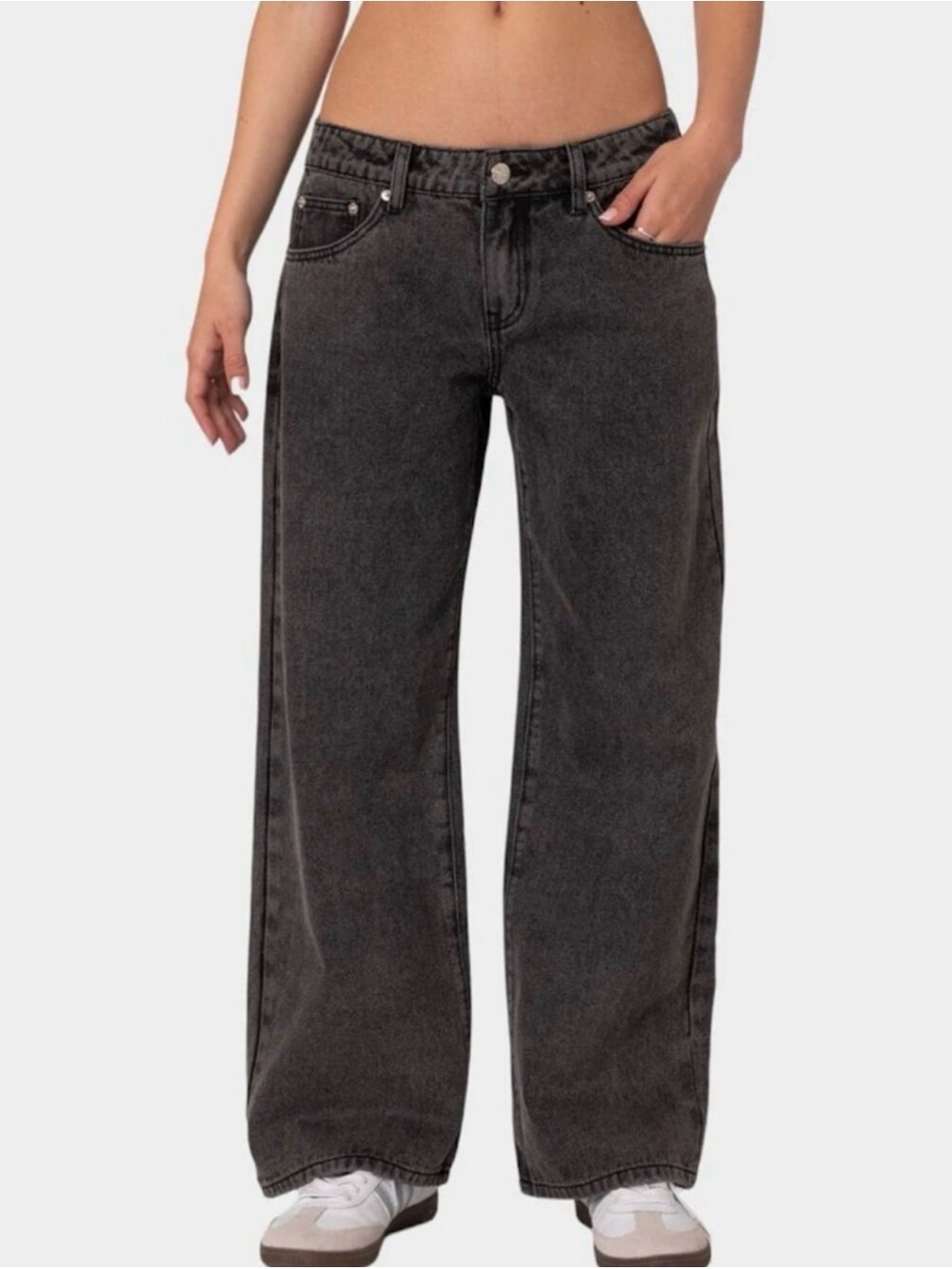EDIKTED Raelynn Washed Black Low Rise Jeans Size XS Womenβs